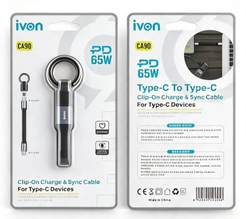 Cable CLIP-ON CHARGE Entrada C - Salida C iVon 65W Cable CLIP-ON CHARGE Entrada C - Salida C iVon 65W