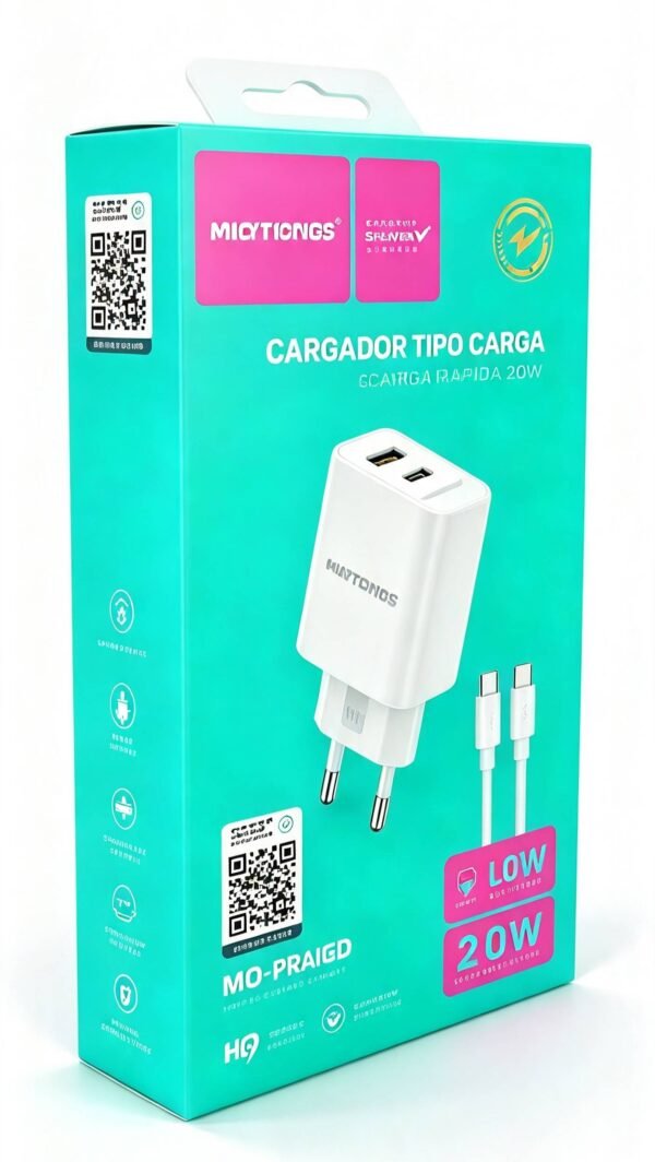 CARGADOR TIPO C, CARGA RAPIDA 20W